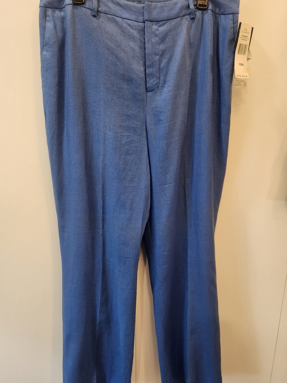 Lauren Ralph Lauren Linen-Blend Straight Leg Trousers in Cornflower Blue